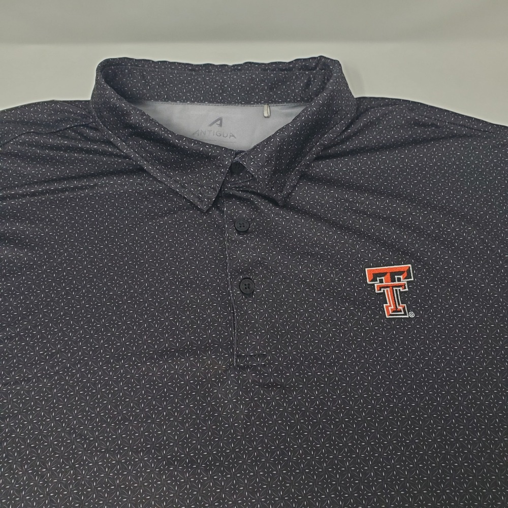 Texas Tech Red Raiders Polo Mens 2XL Black NCAA Golf Short Sleeve Antigua